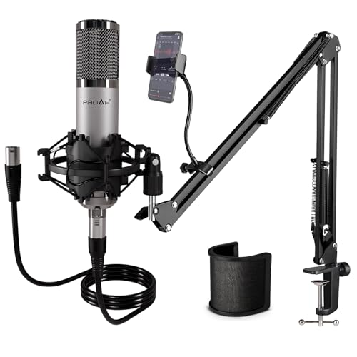 Studio Microphone, Professional Cardioid XLR Condenser Recording Mic Voice Over Kit with Boom Arm for Music, Singing, Podcasting, and Vocal Streaming - color: Boom Arm