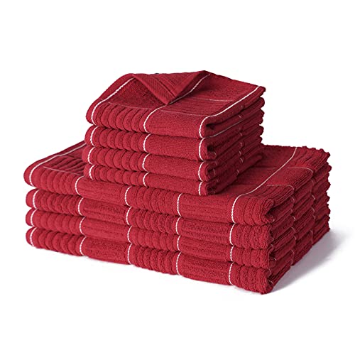 Glynniss Red Kitchen Towels and Dishcloths Set, Dish Towels and Dish Rags Set for Washing Dishes, Cleaning and Drying Pack of 8 (red) - color: Red