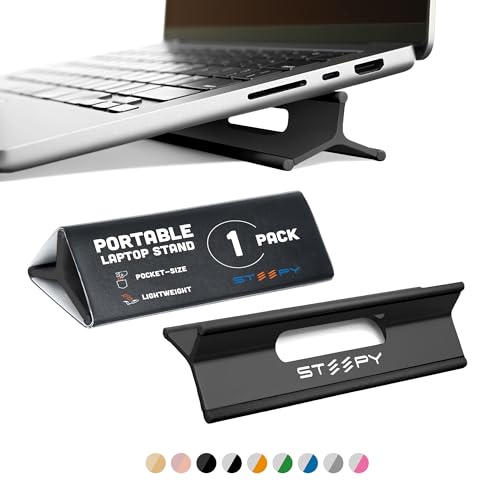 Steepy Portable Laptop Stand for Desk – Adjustable Height, & Portable Laptop Holder – Ergonomic Computer Stand for Cooling & Comfort – Slip-Proof, Sturdy Design – Universal Fit for 13-17 Inch Devices - color: Midnight Matte, size: 1