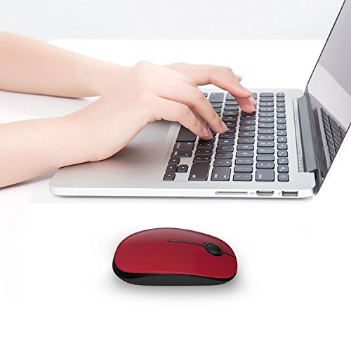 VssoPlor Wireless Mouse, 2.4G Slim Portable Computer Laptop Mouse with Nano Receiver Quiet Silent Optical Mice for Notebook, PC, Laptop, Computer-Black and Red - color: Black and Red
