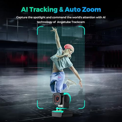 Angetube TrackCam 4K Webcam for PC/Mac - AI Tracking USB 3.0 Streaming Camera with Remote Control, Gesture Control, PTZ, HDR, Microphones, Web Camera for Desktop Computer, Laptop, Meeting, Video Call - color: 4K AI Webcam
