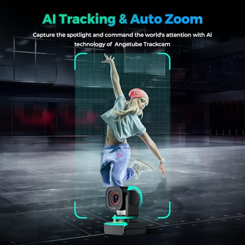Angetube TrackCam 4K Webcam for PC/Mac - AI Tracking USB 3.0 Streaming Camera with Remote Control, Gesture Control, PTZ, HDR, Microphones, Web Camera for Desktop Computer, Laptop, Meeting, Video Call - color: 4K AI Webcam
