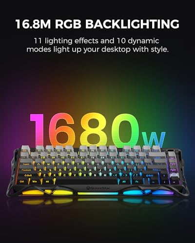 GravaStar Mercury K1 75% Wireless Mechanical Gaming Keyboard, Aluminum Alloy, Gasket Compact Custom Keyboard Hot-Swap Socket, Linear Switches, RGB Backlit - Gradient Black - color: Gradient Black