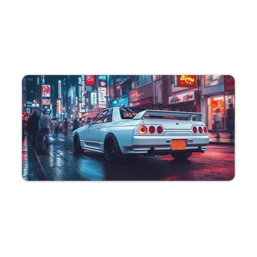 Large Ergonomic Gaming Mouse Pad JDM Street Art Japanese Cars in Tokyo Night Cityscape Theme with Non-Slip Base Water-Resistant Surface and Stitched Edges, 30x60cm - color: Style-4, size: 30x60cm