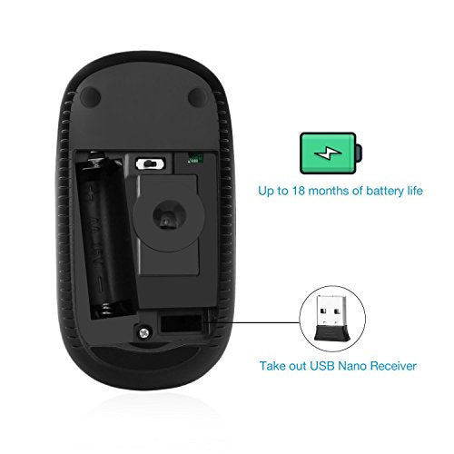 VssoPlor Wireless Mouse, 2.4G Slim Portable Computer Mice with Nano Receiver Quiet Silent Optical Laptop Mouse for Notebook, PC, Laptop, Computer-Black and Gray - color: Black and Gray