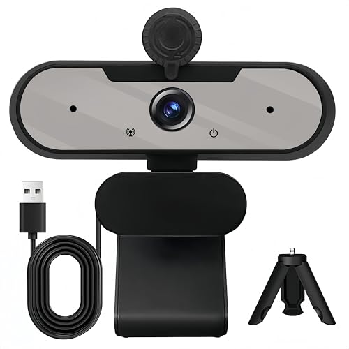 USB HD 1080P Video Webcam and Wide Angle Camera with Built-in Microphone and Rotatable Tripod,for Laptop Computer or Desktop PC,Great for Live Streaming.Calls.Video Conferencing - 1(Grey) - color: grey