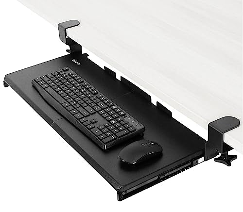 VIVO Large Keyboard Tray Under Desk Pull Out with Extra Sturdy C Clamp Mount System, 27 (33 Including Clamps) x 11 Inch Slide-Out Platform Computer Drawer for Typing, Black, MOUNT-KB05E - color: Black, size: 27 inch