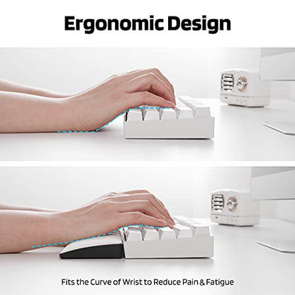 LTC Keyboard Wrist Rest, Cushion Support Pads for 61-Key Keyboard, for Office, Gaming, Computer PC Laptop Mac Typing, with PU Leather & Anti-Slip Rubber Base, Angle Inclined (60% Compact, White)