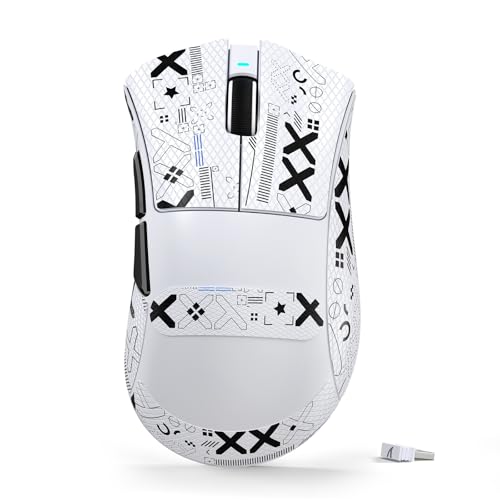 ATTACK SHARK V3 Ultra-Light Wireless Gaming Mouse,PAW3311 Sensor, 500mAh, 62g, 25KDPI 2.4G/BT/USB-C Rechargeable Wireless Mouse with 5 Programmable Buttons for Laptop,PC,Mac Gamer (White Griptape) - color: White Griptape
