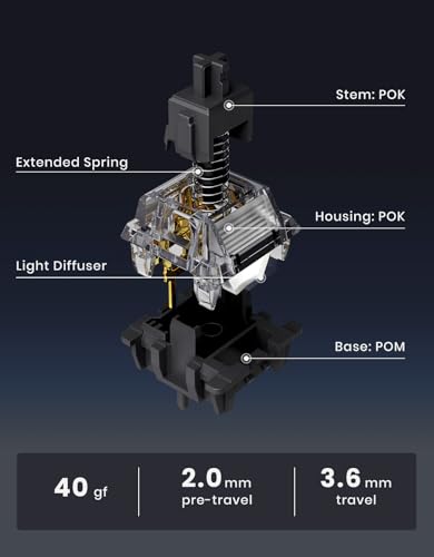 GravaStar Mercury K1 75% Wireless Mechanical Keyboard, Aluminum Alloy Gaming Keyboard with Knob, Hot Swappable, Linear Switches, Transparent Keycaps, RGB Backlit, 2.4GHz/BT5.0/USB for PC Gaming - color: Stealth Black