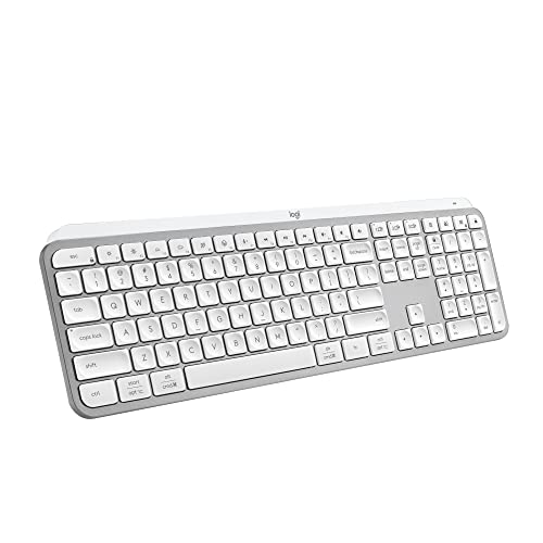 Logitech MX Keys S Wireless Keyboard, Low Profile, Fluid Precise Quiet Typing, Programmable Keys, Backlighting, Bluetooth, USB C Rechargeable, for Windows PC, Linux, Chrome, Mac - Pale Grey - color: Pale Grey, style: MX Keys S