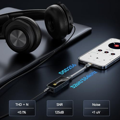 HA03 USB C to Aux Headphone Amp DAC Dongle Dual CS43131 and CB5100 Chips, DAC Hi-Res Amplifier with 4.4MM and 3.5MM Dual Headphones Outputs Portable Balanced DAC for Smart/Laptop/PC/Music Players