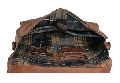 Leather briefcase 18 inch laptop messenger bag for men and women best satchel office bag - color: Tan, size: 16 Inch