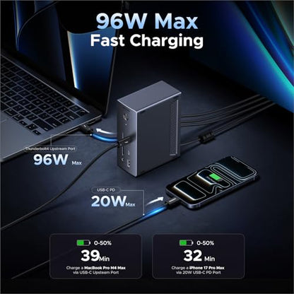 UGREEN Revodok Max 13-in-1 Thunderbolt 4 Docking Station, 40Gbps with 3×TBT4 (Dual 4K@60Hz max), 180W Total Power (96W Laptop Charging), 1Gbps Ethernet, SD/TF 3.0, 3.5mm Audio