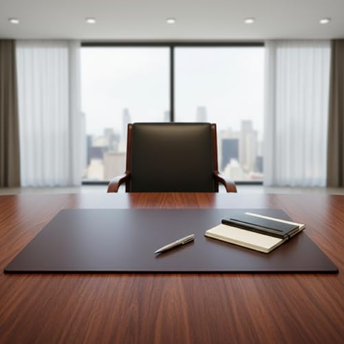 Dacasso Leather Desk Pad Without Side Rails - color: Chocolate Brown, size: 20" x 34"