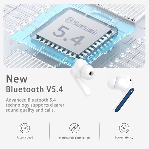 Wireless Earbuds, Bluetooth 5.4 Headphones in Ear with HiFi Stereo Deep Bass, 4 ENC Noise Cancelling Mic Wireless Earphones 40H, in-Ear Earbud Bluetooth Dual LED Display IP7 Waterproof, Dark Blue - color: Navy Blue