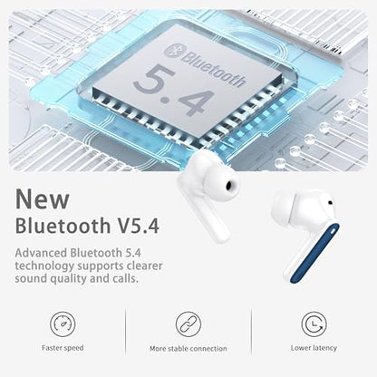 Wireless Earbuds, Bluetooth 5.4 Headphones in Ear with HiFi Stereo Deep Bass, 4 ENC Noise Cancelling Mic Wireless Earphones 40H, in-Ear Earbud Bluetooth Dual LED Display IP7 Waterproof, Dark Blue - color: Navy Blue