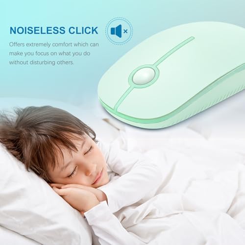 VssoPlor Wireless Mouse, 2.4G Slim Portable Computer Laptop Mouse with Nano Receiver Quiet Silent Optical Mice for Notebook, PC, Laptop, Computer-Light Green - color: Light Green