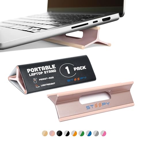 Steepy Portable Laptop Stand for Desk – Adjustable Height, & Portable Laptop Holder – Ergonomic Computer Stand for Cooling & Comfort – Slip-Proof, Sturdy Design – Universal Fit for 13-17 Inch Devices - color: Rosé Radiance, size: 1