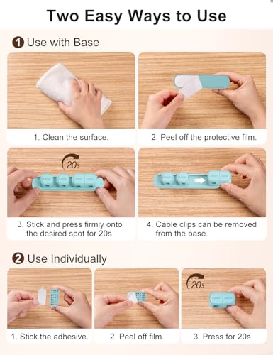 6 Pack Magnetic Cable Clips [1s Open/Lock], Laitver Cord Organizer Holder Strong Adhesive Desk Cable Management- Organize Charging Cords Neatly for Home, Office, Car,Desk, Nightstand-Blue - color: Blue