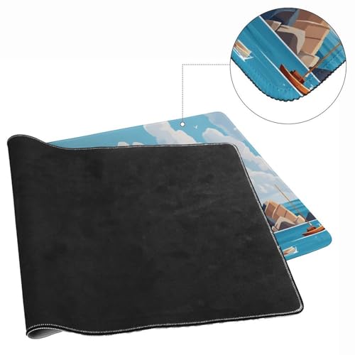 Sea Sandy Beaches Large Extended Gaming Mouse Pad (16x36in) - Durable Stitched Edges XXL Desk Mat for Keyboard and Mouse - Water Resistant & Non-Slip Rubber Base - color: black-2, size: 16x36in