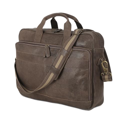 Leather briefcase 18 Inch Laptop Messenger Bags for Men and Women Best Office briefcase Satchel Bag (Grey) - color: Grey