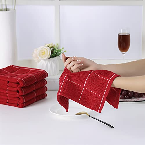 Glynniss Red Kitchen Towels and Dishcloths Set, Dish Towels and Dish Rags Set for Washing Dishes, Cleaning and Drying Pack of 8 (red) - color: Red