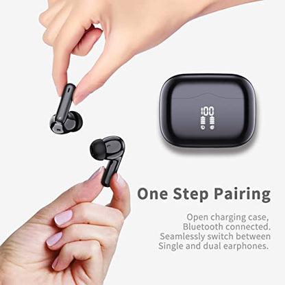 Wireless Earbuds, Bluetooth 5.4 Headphones in Ear with 4 ENC Noise Cancelling Mic, New Wireless Earphones HiFi Stereo Deep Bass 40H Playtime, In-Ear Bluetooth Earbuds LED Display IP7 Waterproof, USB-C - color: Deep Black