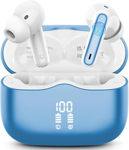 xinwld Wireless Earbuds, 2026 Bluetooth 5.4 Ear Buds in Ear with 4 ENC Noise Cancelling Mic, Wireless Earphones HiFi Stereo Deep Bass, in-Ear Bluetooth Earbuds LED Display IP7,40H Playtime, Lake Blue - color: Sky Blue