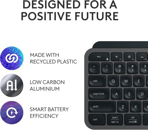 Logitech MX Keys S Wireless Keyboard, Low Profile, Fluid Precise Quiet Typing, Programmable Keys, Backlighting, Bluetooth, USB C Rechargeable, for Windows PC, Linux, Chrome, Mac - Graphite - color: Graphite, style: MX Keys S