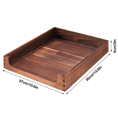Wooden Letter Tray Natural Pine Wood Desktop Organizer, Multi-Functional Storage for Office, Kitchen - Perfect for Files, Supplies and Small Accessories, Stackable Space-Saving (Rustic Burnt)