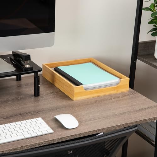 Mind Reader Paper Tray, Desktop Organizer, File Storage, Modern, Office, Bamboo, 10.25"L x 12.5"W x 2.25"H, Brown - size: Paper Tray
