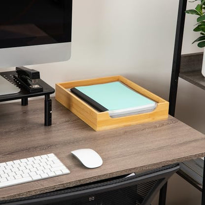 Mind Reader Paper Tray, Desktop Organizer, File Storage, Modern, Office, Bamboo, 10.25"L x 12.5"W x 2.25"H, Brown - size: Paper Tray