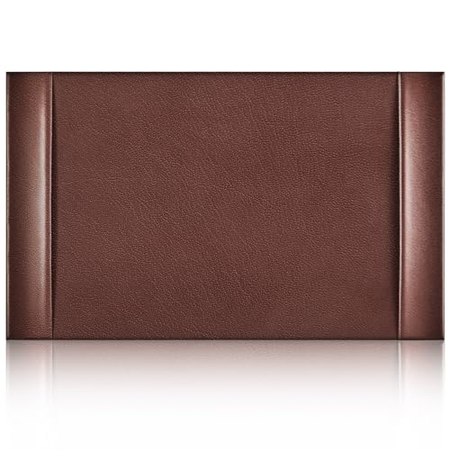 Leather Desk Pad Protector with Side Rails, Executive Office Desk Mat for Home Workspace, Writing Surface, Mouse & Keyboard Pad, Elegant Gift for Men Dad Husband(Brown,30 x 18 Inch) - color: Brown, size: 30 x 18 Inch