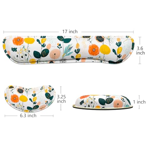 Dapesuom Enlarge Keyboard Wrist Rest, Memory Foam Wrist Cushion for Desk Mats Support, Typing Pain Relief Keyboard Mouse Pad Rests Set with Non-Slip Base for Gaming Laptop Computer, Flowers & Herbs - color: Cute Flowers & Herbs
