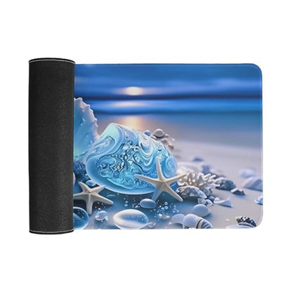Sea Turtle & Starfish Shells Large Extended Gaming Mouse Pad (12x24in) - Durable Stitched Edges XXL Desk Mat for Keyboard and Mouse - Water Resistant & Non-Slip Rubber Base - color: black-1, size: 12x24in