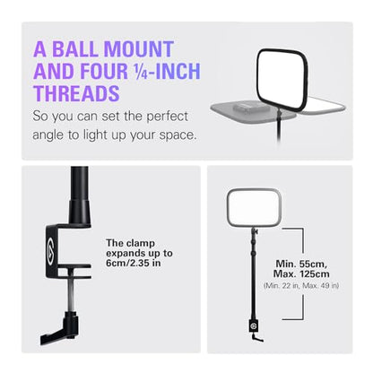 Elgato Key Light - Professional 2800 lumens Studio Light with Desk clamp for Streaming, Recording and Video Conferencing, Temperature and Brightness app-Adjustable on Mac, PC, iOS, Android