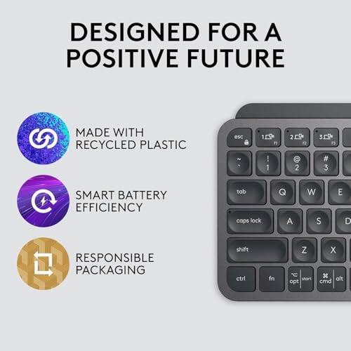 Logitech MX Keys Mini Minimalist Wireless Illuminated Keyboard, Compact, Bluetooth, Backlit, USB-C, Compatible with Apple macOS, iOS, Windows, Linux, Android, Metal Build - Graphite - color: Graphite, style: MX Keys Mini