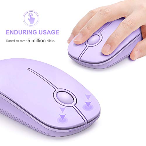 VssoPlor Wireless Mouse, 2.4G Slim Portable Computer Laptop Mouse with Nano Receiver Quiet Silent Optical Mice for Notebook, PC, Laptop, Computer-Light Purple - color: Light Purple