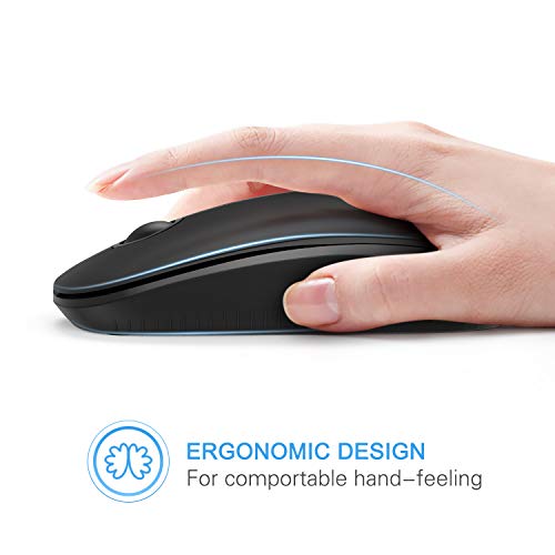 VssoPlor Wireless Mouse, 2.4G Slim Portable Computer Laptop Mouse with Nano Receiver Quiet Silent Optical Mice for Notebook, PC, Laptop, Computer-Black - color: Black