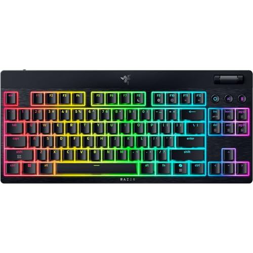 Razer BlackWidow V4 Low Profile TKL HyperSpeed Wireless Gaming Keyboard: Green Mechanical Switches - 2.4GHz Wireless & Bluetooth - Multi-Function Roller - 3 Control Buttons - Long Battery Life - style: Green Clicky Switches