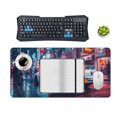 Large Ergonomic Gaming Mouse Pad JDM Street Art Japanese Cars in Tokyo Night Cityscape Theme with Non-Slip Base Water-Resistant Surface and Stitched Edges, 30x60cm - color: Style-4, size: 30x60cm