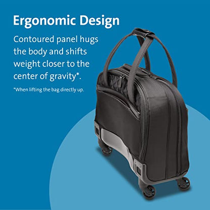 Kensington Contour 2.0 Laptop Rolling Bag, Briefcase, Laptop Spinner, Laptop Roller Bag wheeled,15.6”, Water Resistant, Black (K60380WW) - size: 15.6 Inch, style: Laptop Spinner