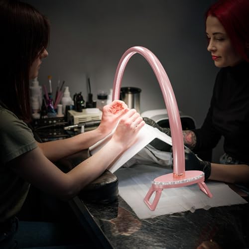 Half Moon Light Nail for Desk led lamp tech Manicure Foldable Arch Professional Art Eyelash Table Techs Beauty Tattoo spa White Artistic Desktop Lager Sized lash Shade Lashes Makeup Eye-Caring - size: 24inch Pink