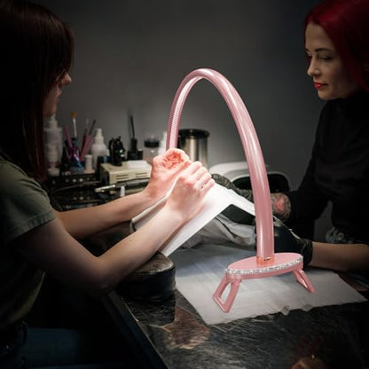 Half Moon Light Nail for Desk led lamp tech Manicure Foldable Arch Professional Art Eyelash Table Techs Beauty Tattoo spa White Artistic Desktop Lager Sized lash Shade Lashes Makeup Eye-Caring - size: 24inch Pink