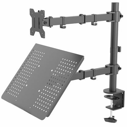 VIVO Black Fully Adjustable 13 to 32 inch Single Computer Monitor and Laptop Desk Mount Combo, Stand with Grommet Option, Fits up to 17 inch Laptops (STAND-V002C) - color: Black