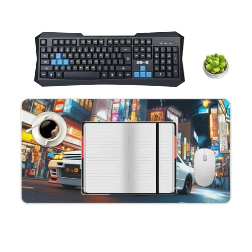 Large Ergonomic Gaming Mouse Pad JDM Nightlife Japanese Cars and Tokyo Street Art Theme with Non-Slip Base Water-Resistant Surface and Stitched Edges, 30x60cm - color: Style-3, size: 30x60cm