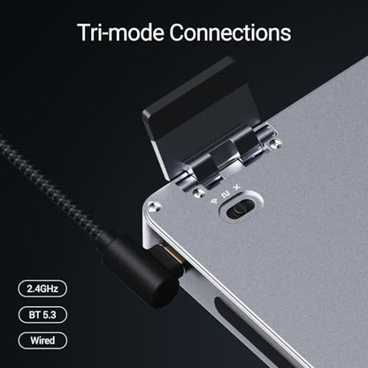 LOFREE Flow2 Low-Profile Mechanical Keyboard, Aluminum Alloy with Void Linear Switches, Rechargeable Wireless Keyboards with 3 Mode Connections for Windows, macOS (Silver with Silence, 100 Keys) - color: Silver with Silence, size: 100 Keys