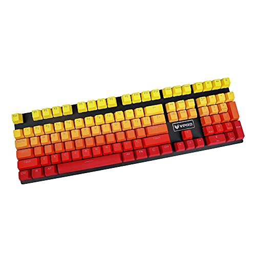 YMDK Double Shot 108 Dyed PBT Shine Through OEM Profile Rainbow Carbon Sunset Keycap for MX Switches Mechanical Keyboard（Only Keycap） (Yellow Red Gradient) - color: Yellow Red Gradient 108