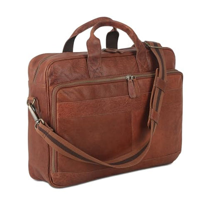 Leather briefcase 18 Inch Laptop Messenger Bags for Men and Women Best Office briefcase Satchel Bag (Wash Tan) - color: Wash Tan